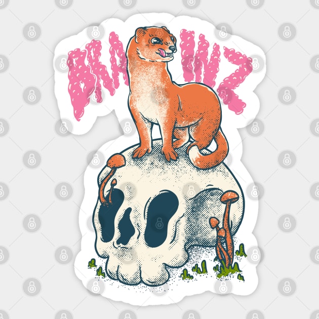 Stoat - Brains | forest woodlands cottagecore goblincore mushroom mushrooms fungus fungi plants plant vines animals animal Sticker by anycolordesigns